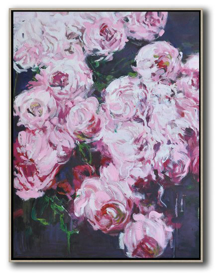 Hame Made Extra Large Vertical Abstract Flower Oil Painting #ABV0A16 - Get Photos Printed On Canvas Restroom Oversize